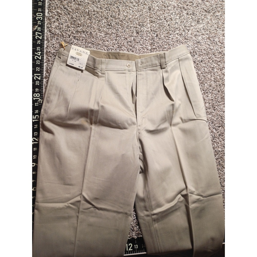 Savane Autumn Classics Mens 38x29 Pleated Khaki Dress Pants Deep Dye Sand Cotton